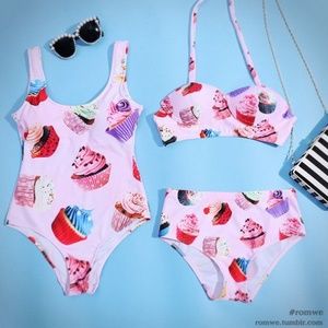 Romwe Pink Cupcake High Waist Bikini